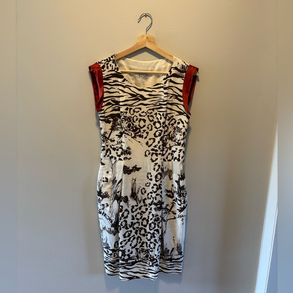 Philosophy di Alberta Ferretti Zebra and Leopard Print Silk Dress